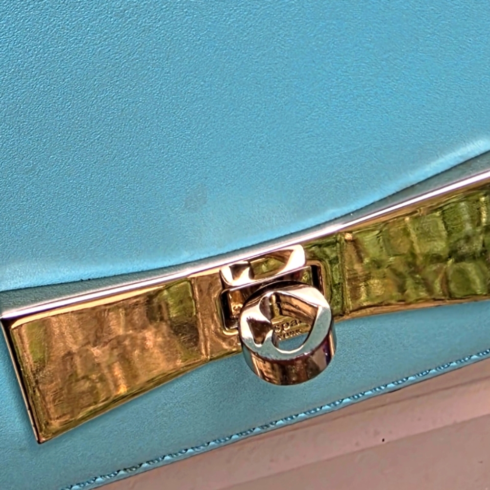 Kate Spade Teal Shoulder Purse Crossbody With Turn Lock Opening - Picture 2 of 9